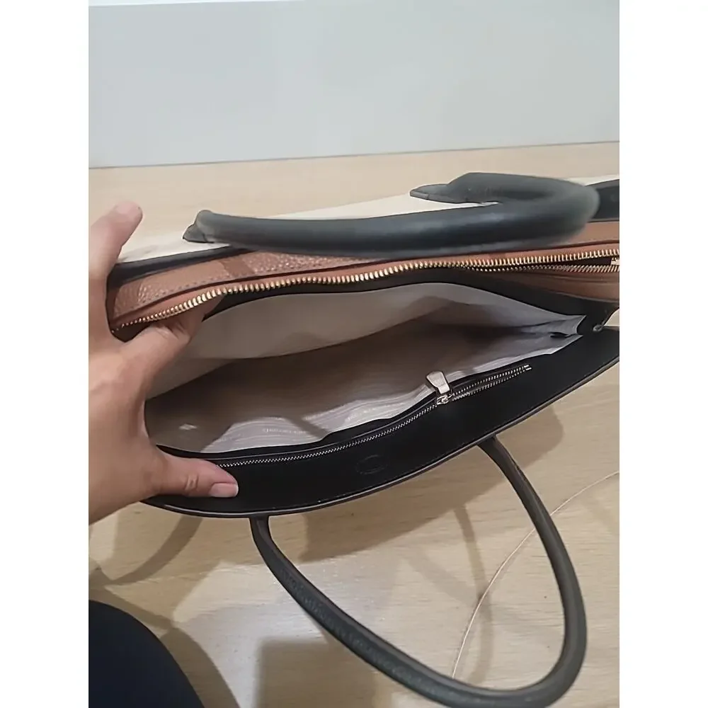 Kate Spade Knott Large Cream Tan Leather Laptop Work Commuter Bag Travel School - Picture 12 of 14